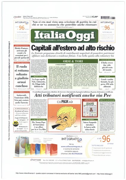 Italia oggi : quotidiano di economia finanza e politica